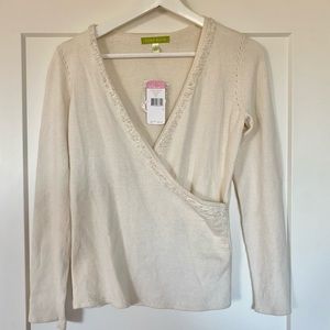 NWT Sigrid Olsen Silk and Angola wrap top, S